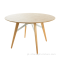 Mesa de jantar de madeira redonda e redonda moderna